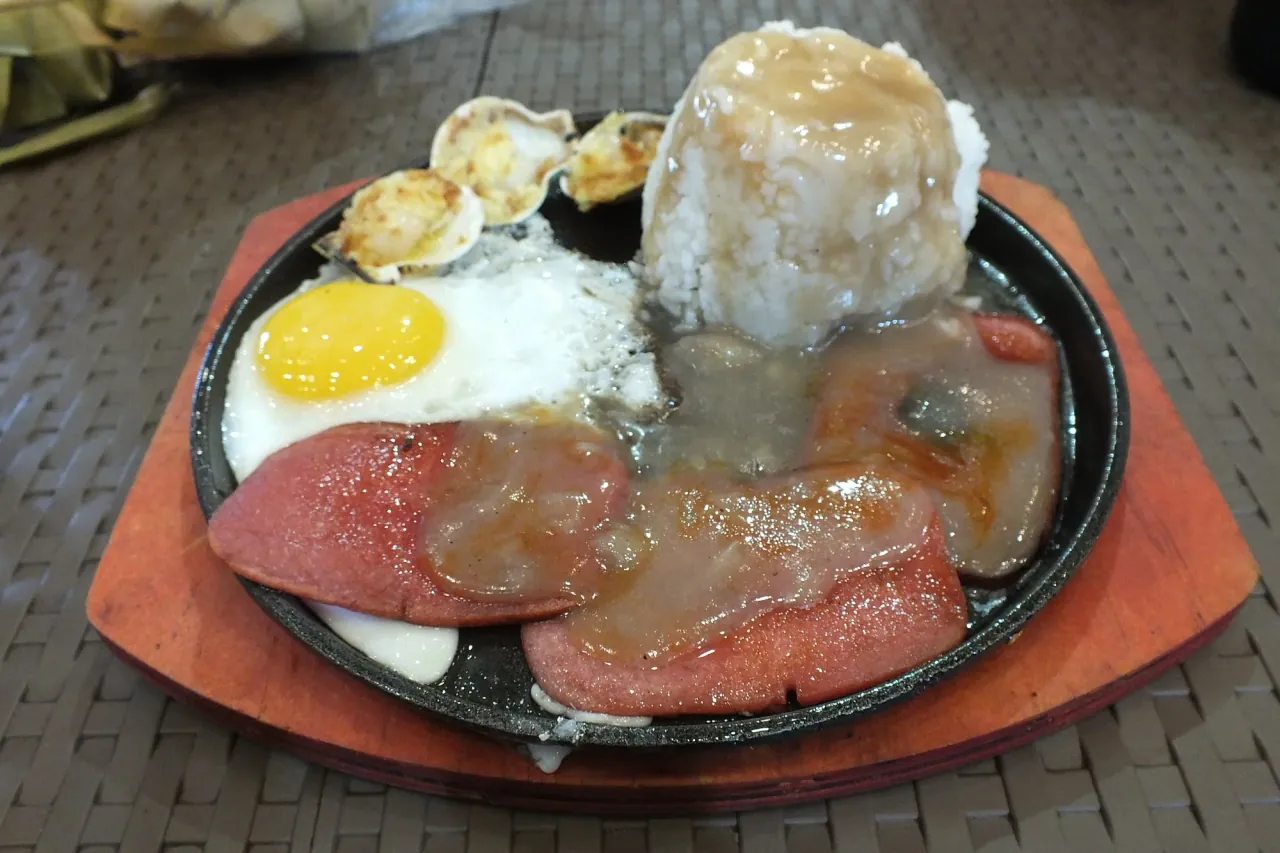 Sizzling spam from the Bless Seafoods and BBQ at the Carbon Market The Barracks (2024-04-10)