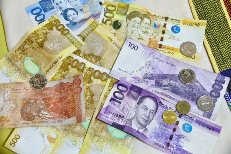 08 Philippine peso PHP currency - banknotes and coins of Philippine money